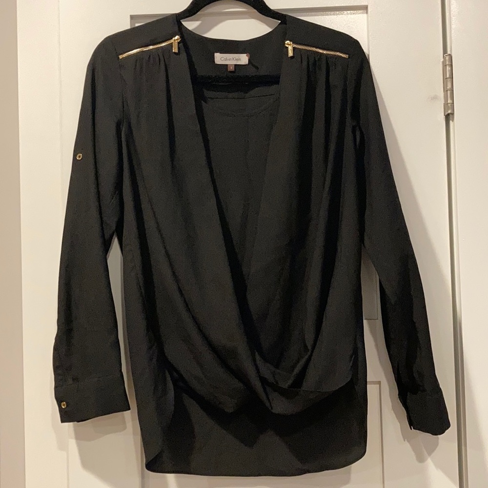 Calvin Klein Long Sleeve High Low Blouse - Size S